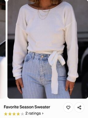 Lalavon Ivory Tie-Waist Sweater